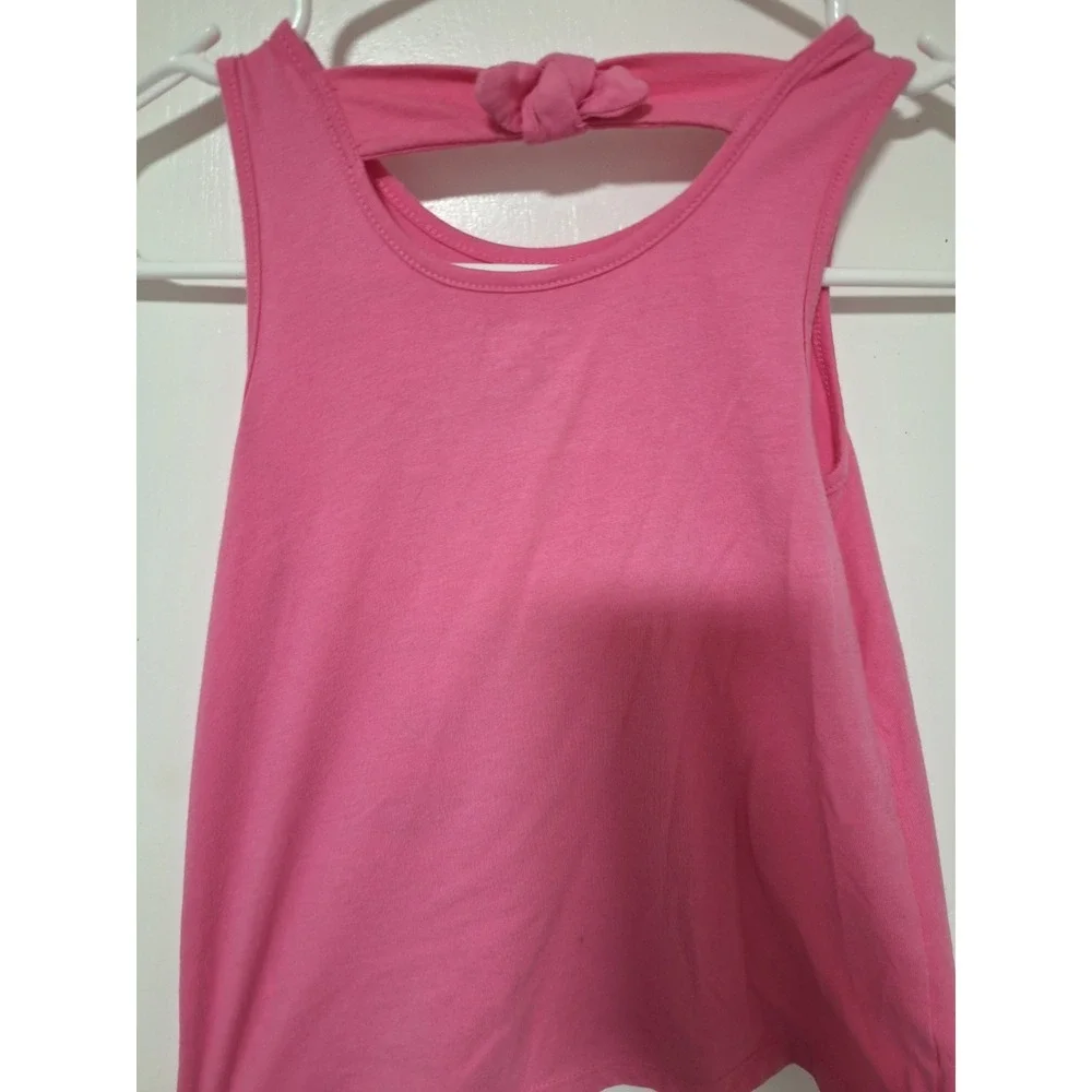 The Children's Place Girls 5T Pink Tank Top Daisy Peace LOVE Graphic Keyhole Bck
